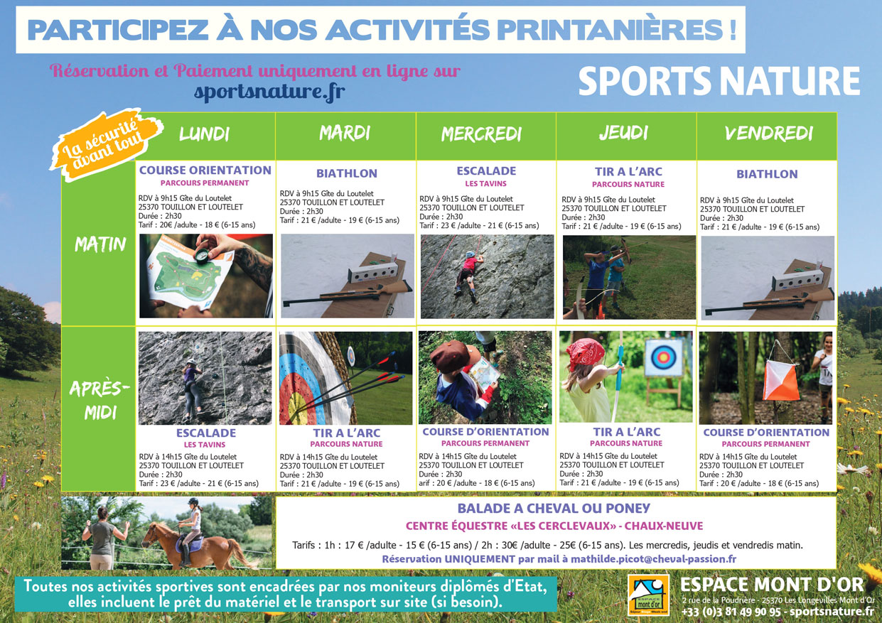 Planning des activités à la carte